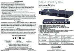 8-Port HDMI Splitter Instructions - Manhattan Products