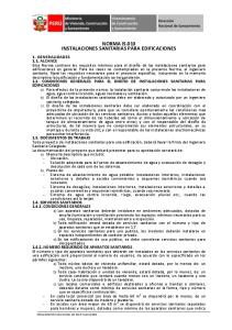 NORMA IS.010 INSTALACIONES SANITARIAS PARA EDIFICACIONES