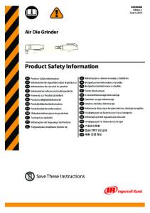 Product Safety Information Manual, Air Die Grinder